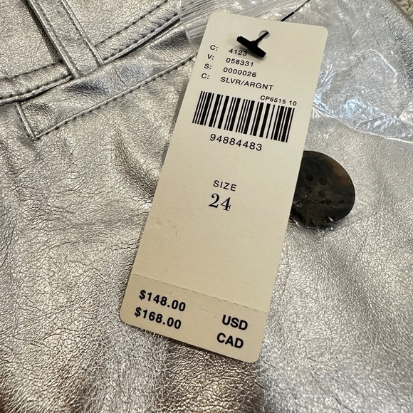 NWT Anthropologie Maeve The Ettie High-Rise Crop Wide-Leg Pants Metallic Size 24 - Picture 10 of 11